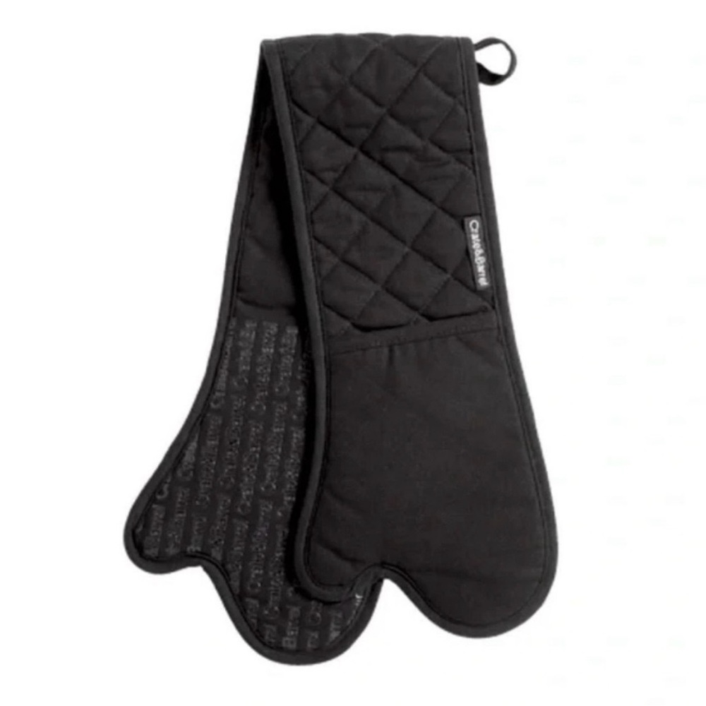 CRATE&BARREL NWT silicone grip double oven mitt -black -35” - Picture 1 of 2
